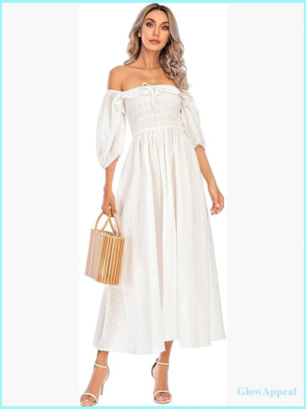 Summer Cotton Backless Midi Dress with Ruffles A-Line Flowy Casual